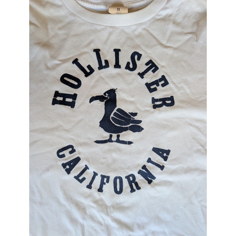 Hollister California Graphic Tee Mens Medium White Short Sleeve Cotton T-Shirt - Picture 2 of 4